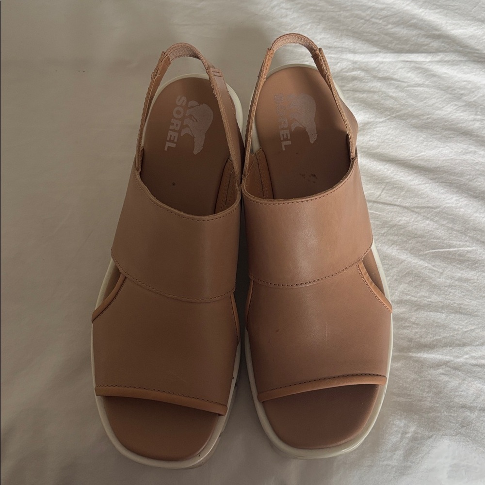 Sorel Nude/Tan Platform Slingback Sandals - Picture 8 of 8